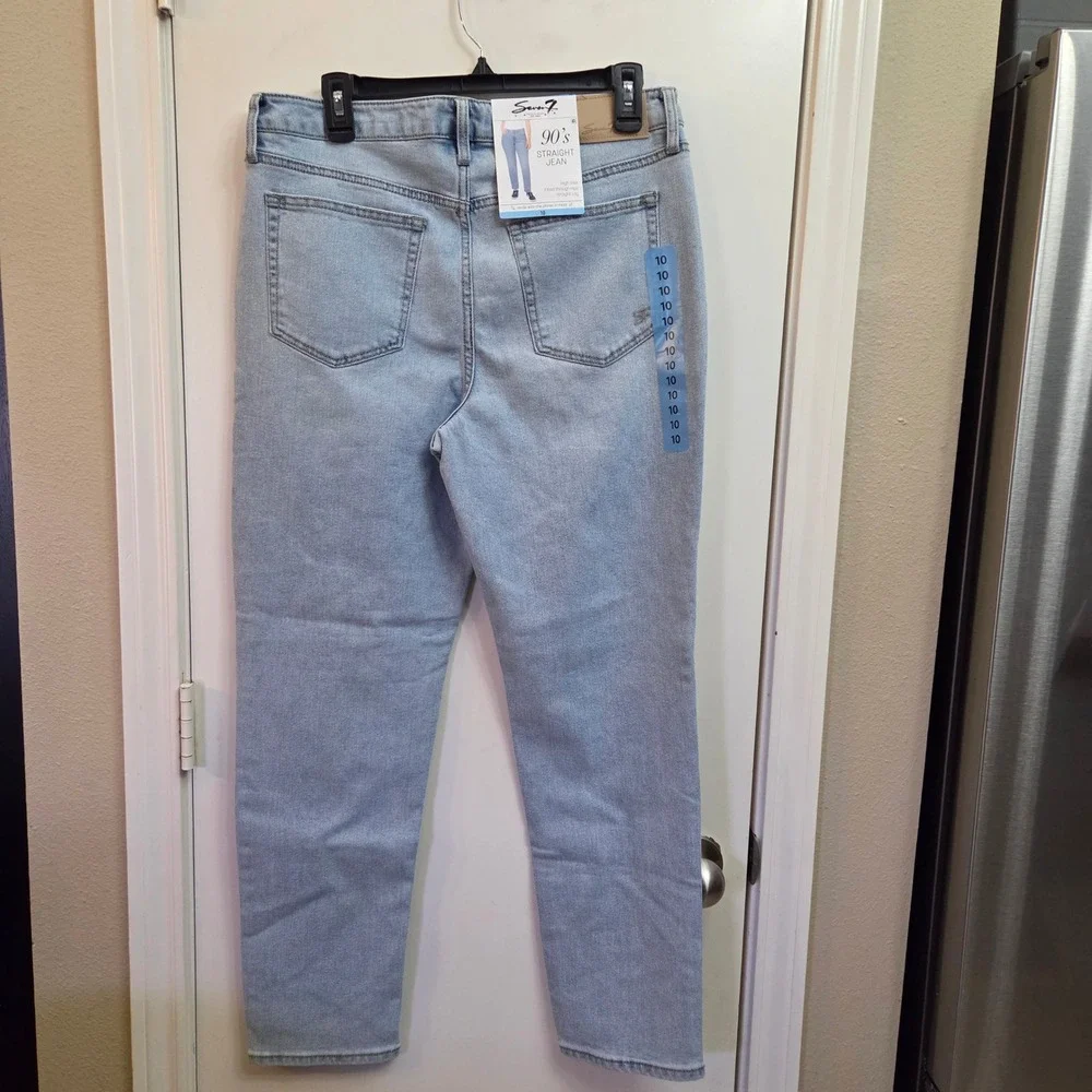 Seven7 Premium Brand 90s Straight Jean Light Wash High Rise Blue Denim Size 10